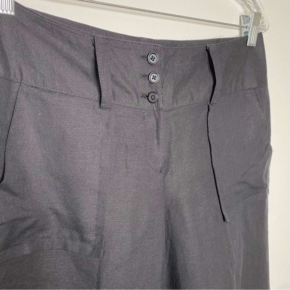 Lifestyle Attitude by Larry Levine Linen Blend Black Wide Leg Crop Pants